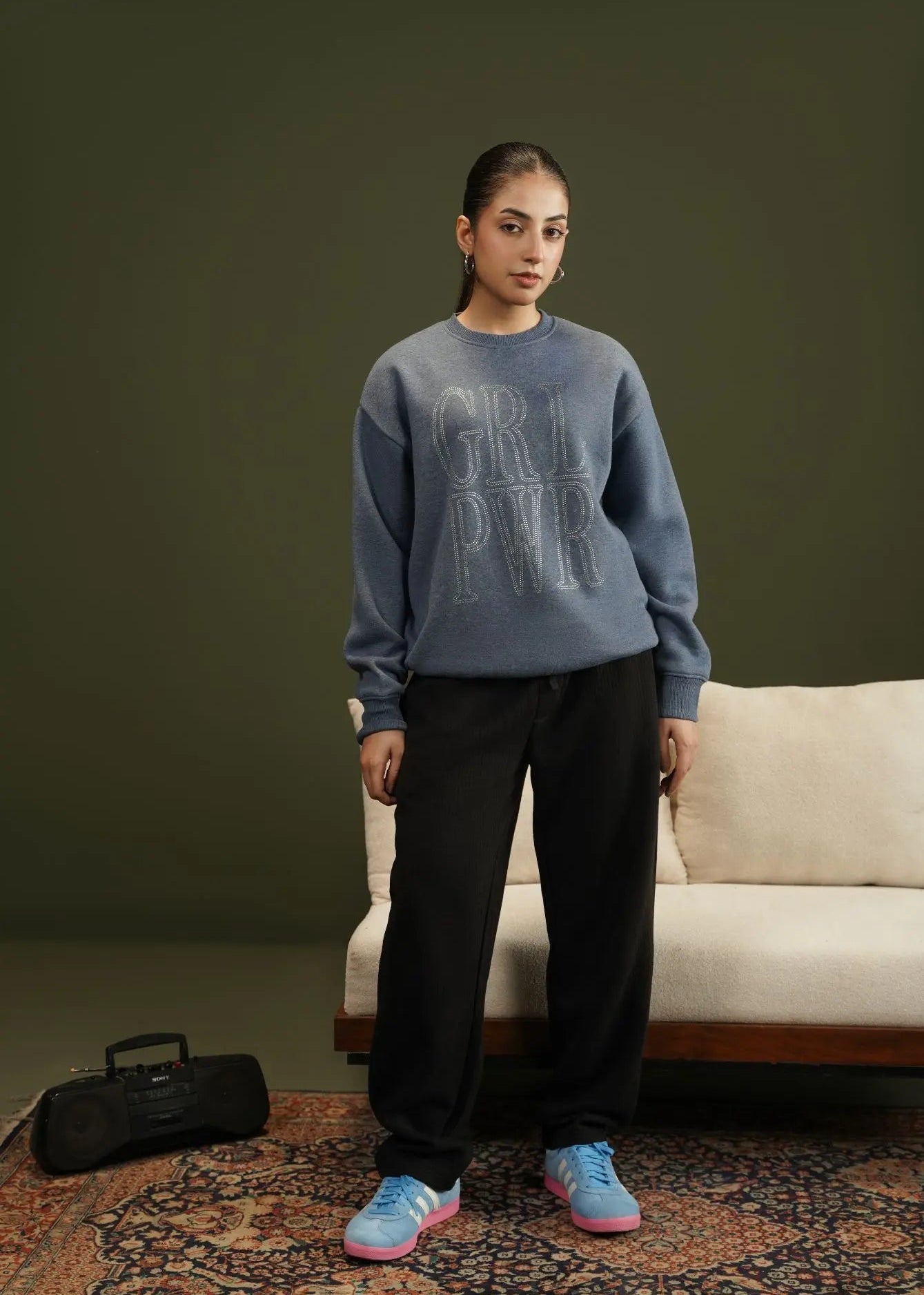 SWEATSHIRT KNITTED BLUE - LDS-A1785