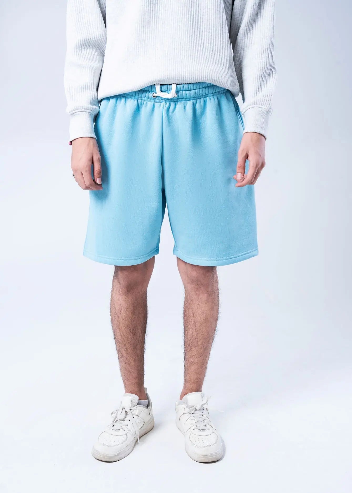 KNITTED CASUAL SHORT SKY BLUE - GTS-B4325