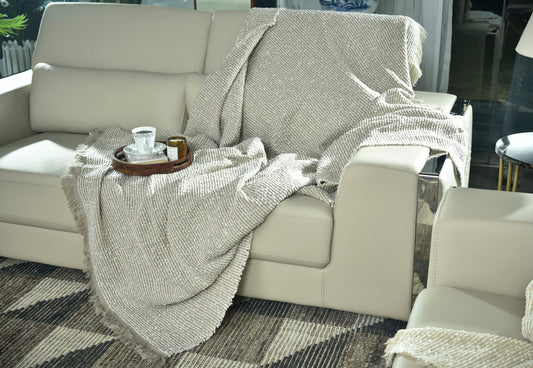 MEDIUM BROWN KNITTED THROW-25 - S-A084