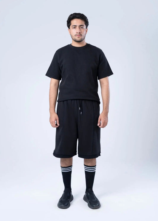 GTS-B4324 KNITTED CASUAL SHORT BLACK