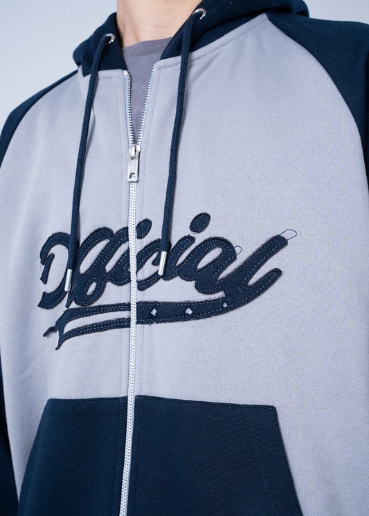 PULL OVER HOODIE KNITTED NAVY & GREY - GTS-B4295