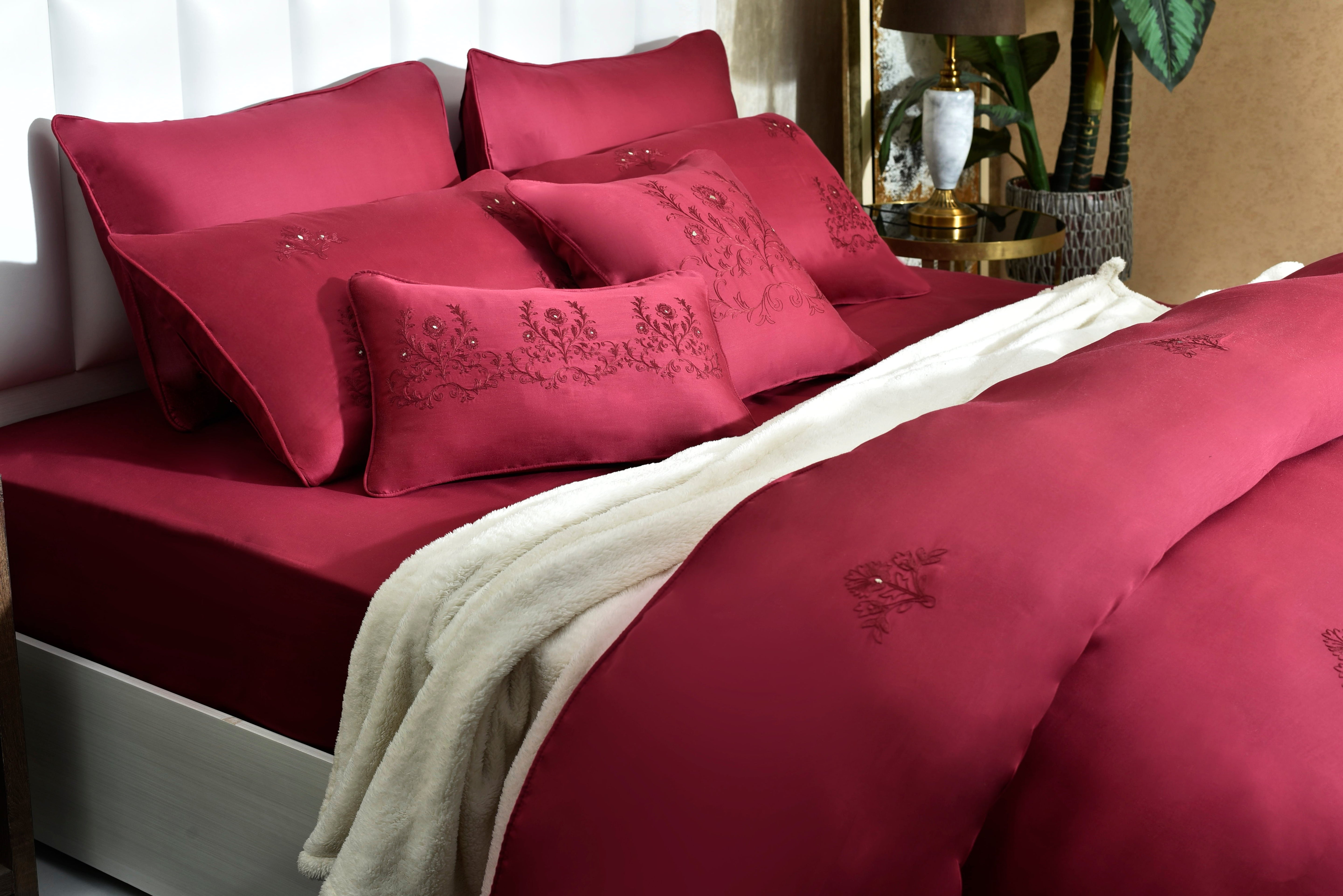 8 Pcs Comforter Set King Pink Weave | ChenOne Home Textile