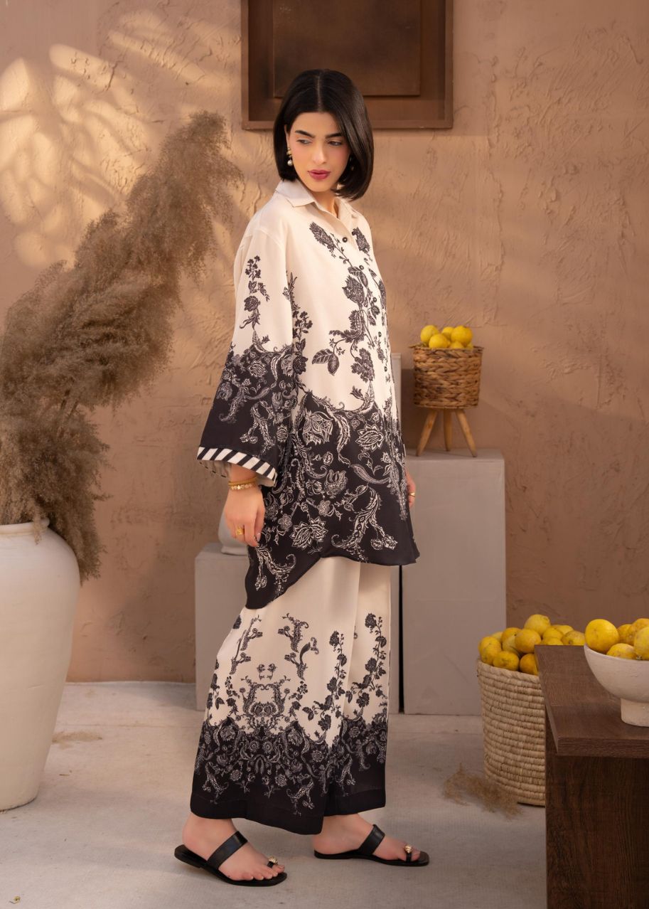 CO-ORD SET BLACK AND WHITE PRINTED LDS-7172