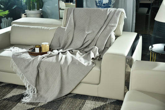 LIGHT BROWN KNITTED THROW-25 - S-FYZ397