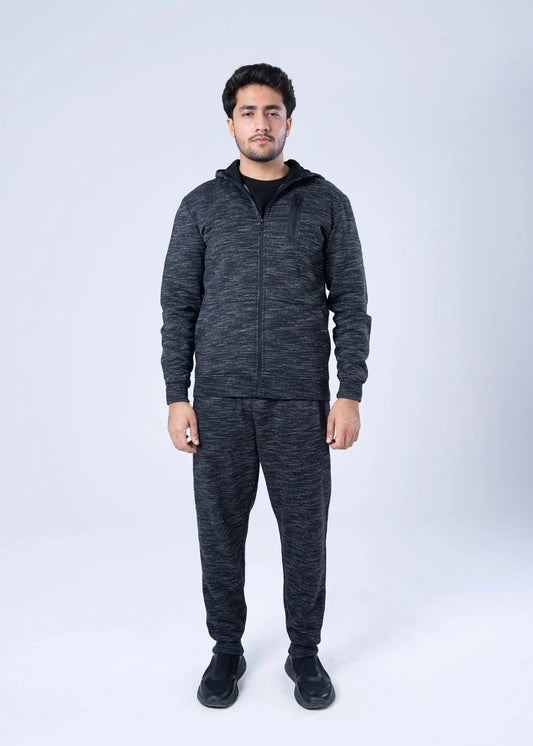 PULL ON TROUSER KNITTED BLACK MELANGE - GTS-B4306