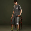 KNITTED CASUAL SHORT CHARCOAL GREY - GTS-B4322