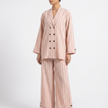 LDS-7300 CO-ORD SET L/PEACH STRIPES
