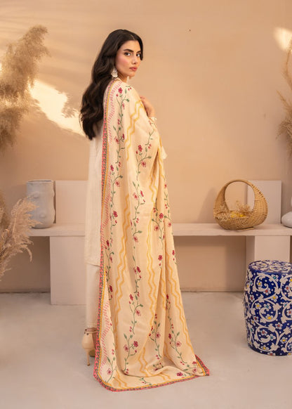 3 PCS EMBROIDERED SUIT BIEGE - LDS-6952