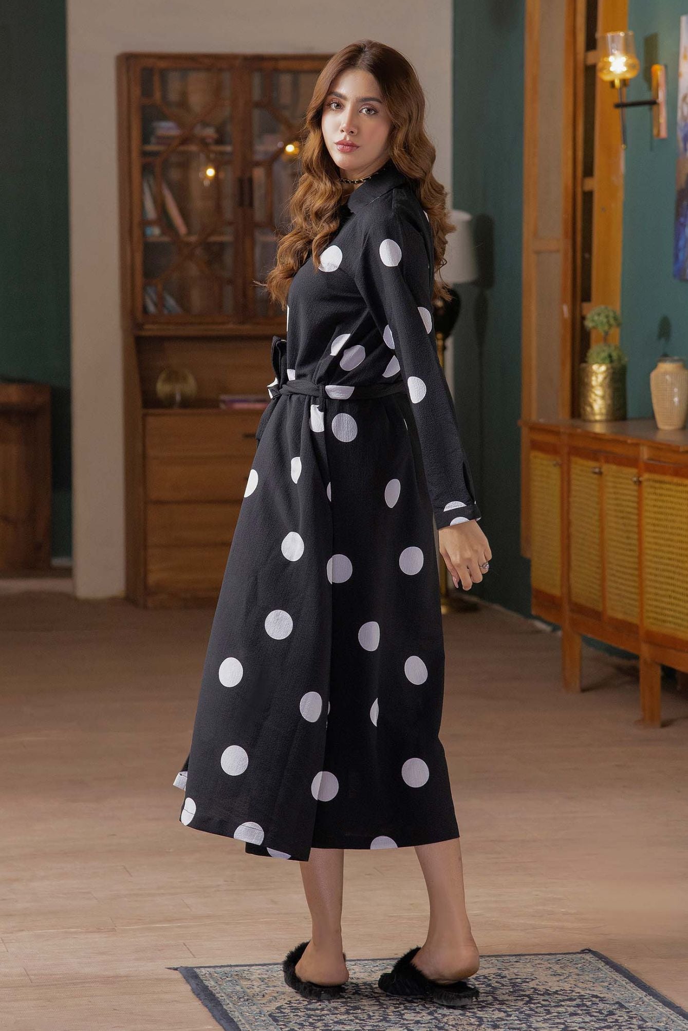 Picture of LDS-6961 LONG DRESS BLACK & WHITE - Chenone Official - Online Shopping