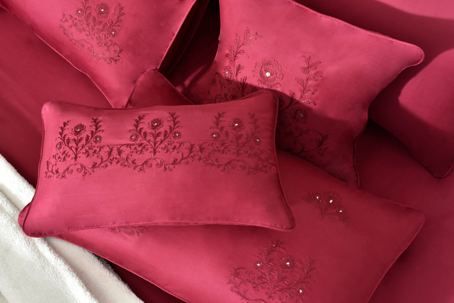 8 PCS COMFORTER SET KING PINK WEAVE