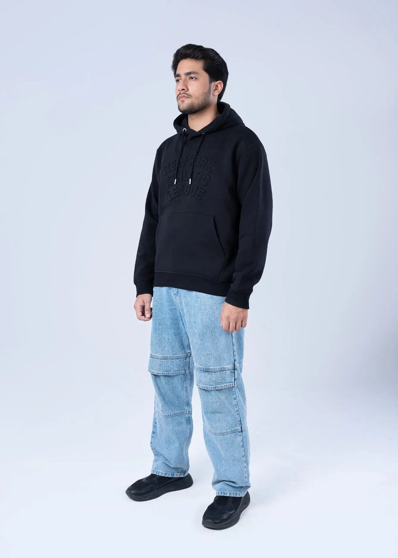 PULL OVER HOODIE KNITTED BLACK - GTS-B4296