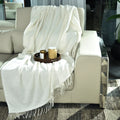 LIGHT BEIGE KNITTED THROW-25 - S-QS141