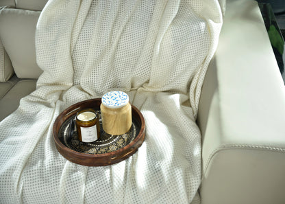 LIGHT BEIGE KNITTED THROW-25 - S-QS141