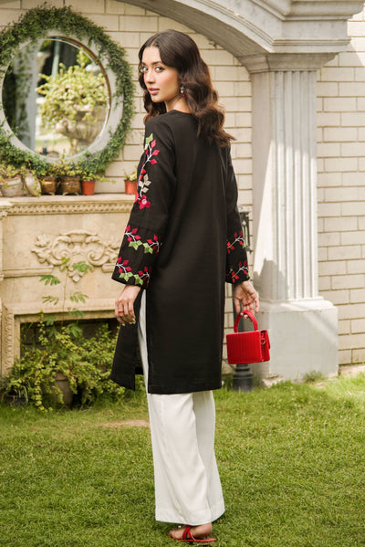 LDS-6691 EMBROIDERED SHIRT BLACK