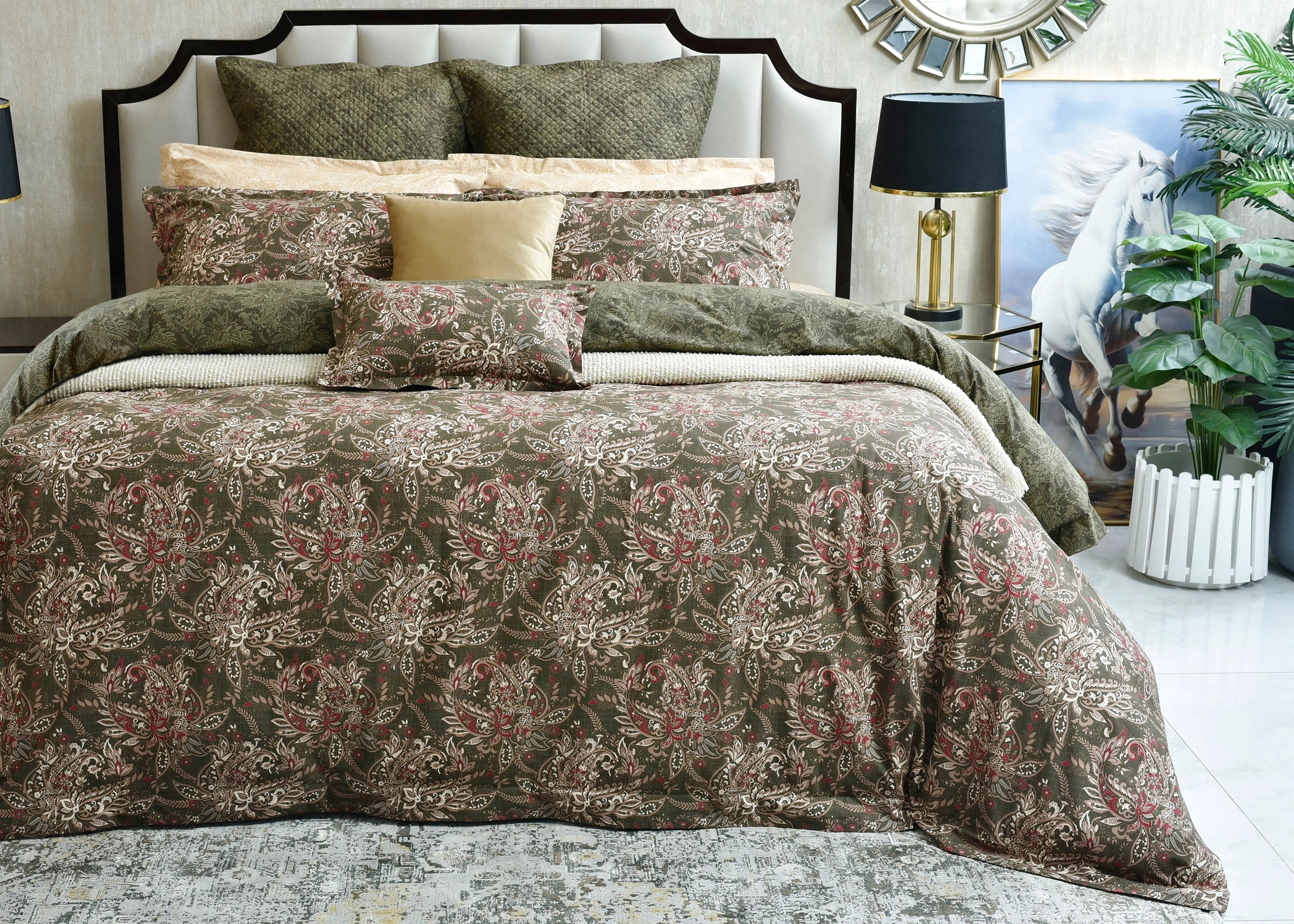 3 Pcs Bed Spread Set Olive | ChenOne Home Textile