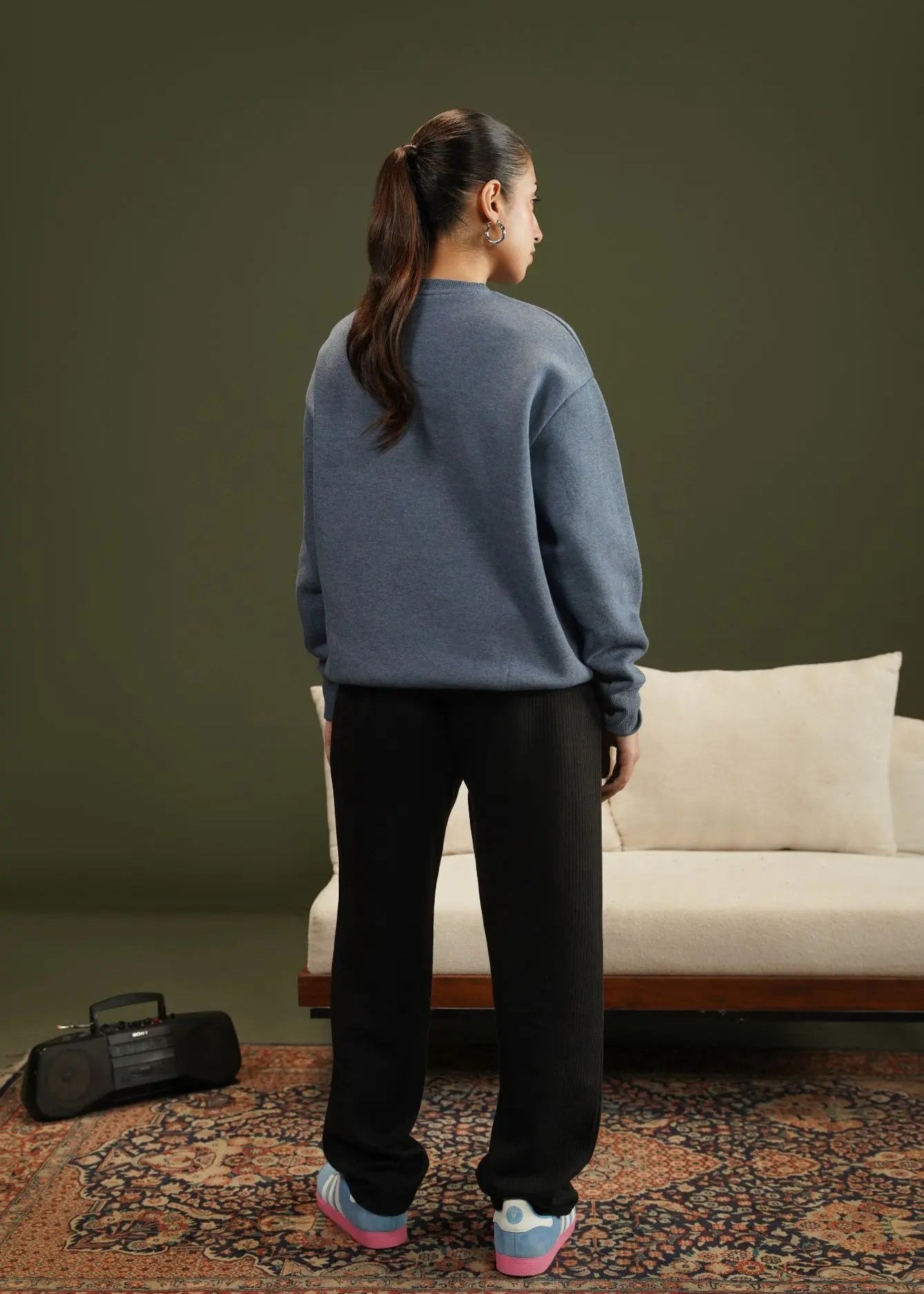 SWEATSHIRT KNITTED BLUE - LDS-A1785