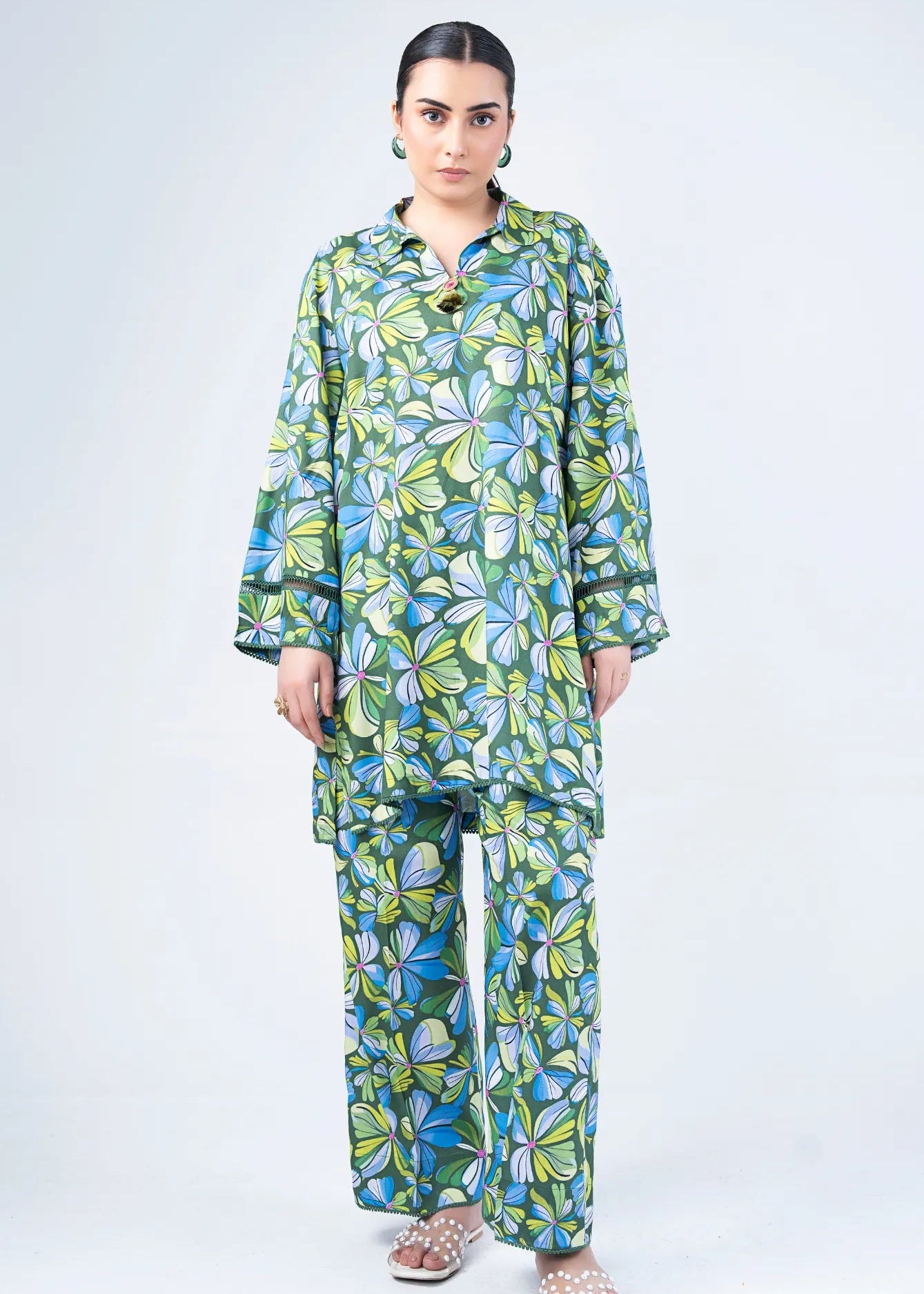 CO-ORD SET PARROT GREEN - LDS-7114