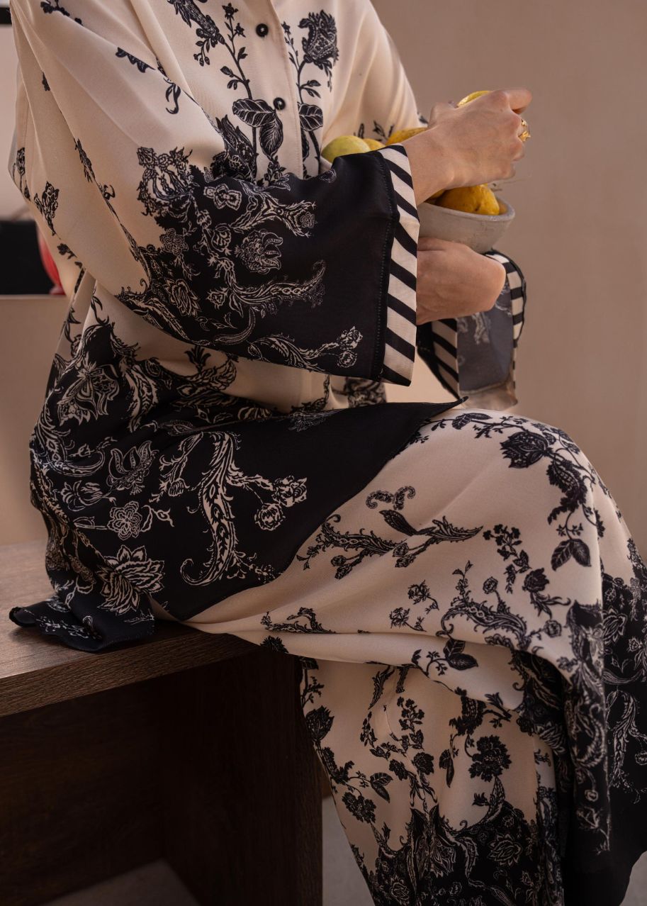 CO-ORD SET BLACK AND WHITE PRINTED LDS-7172