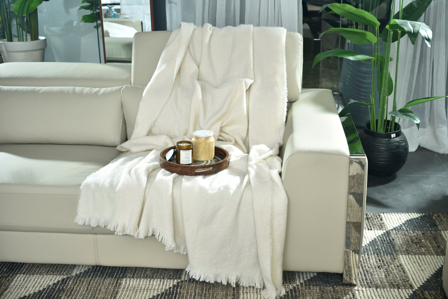 NATURAL KNITTED THROW-25 - S-QS096