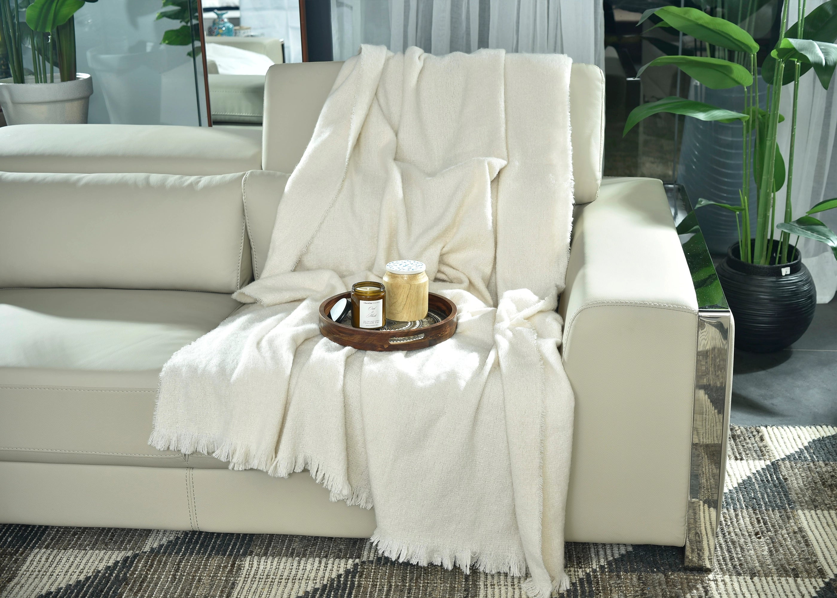 NATURAL KNITTED THROW-25 - S-QS096