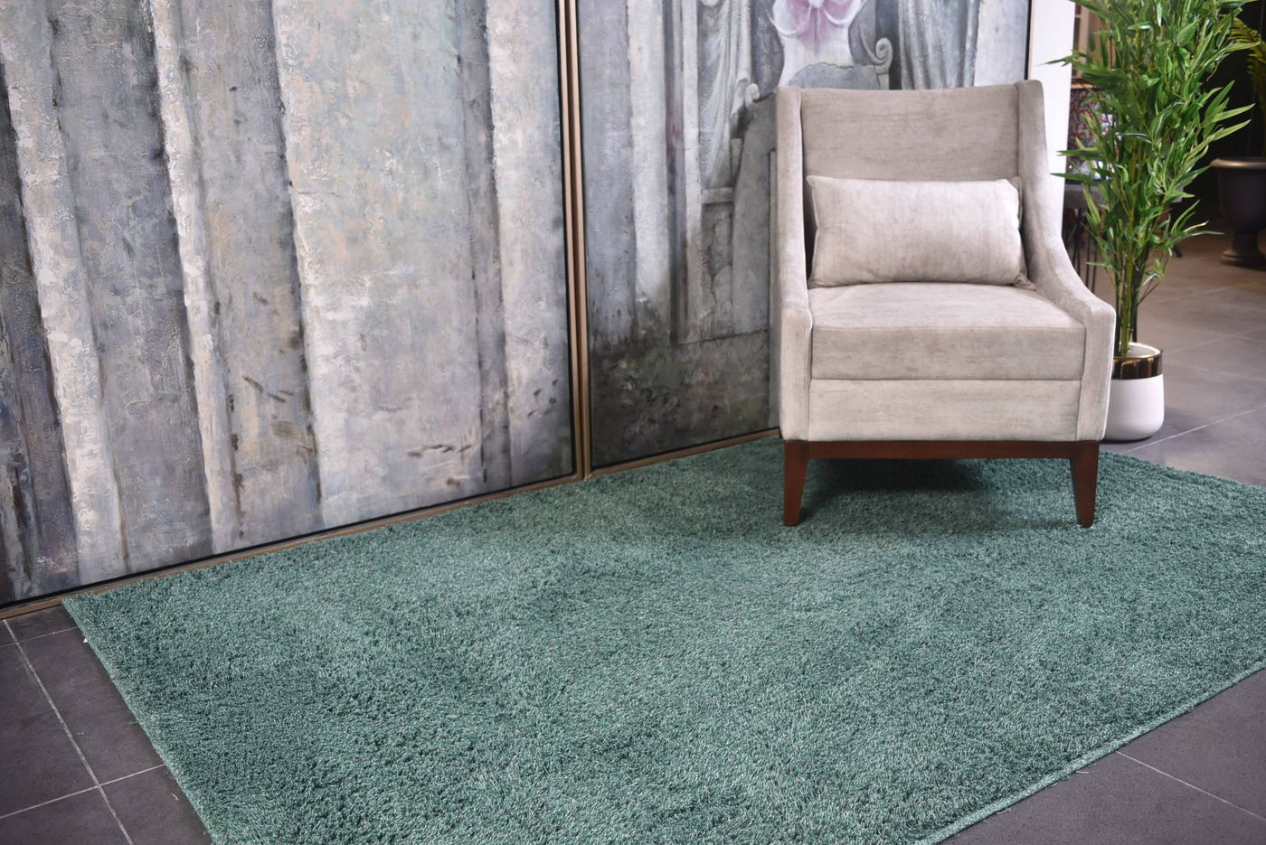 COTTON SHAGGY RUGS GREEN
