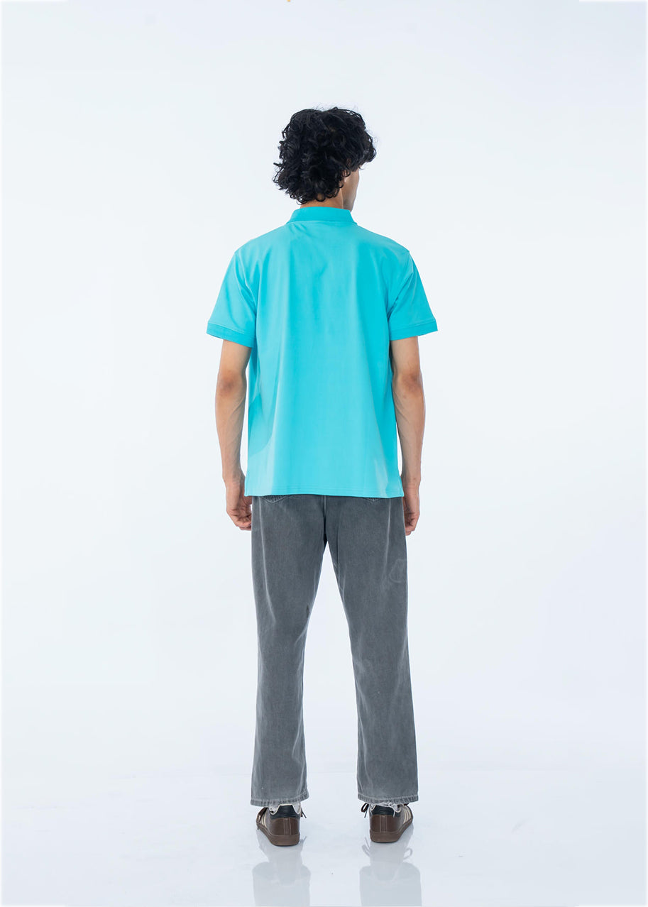 POLO SHIRT COTTON PIQUE AQUA BLUE - GTS-B4335
