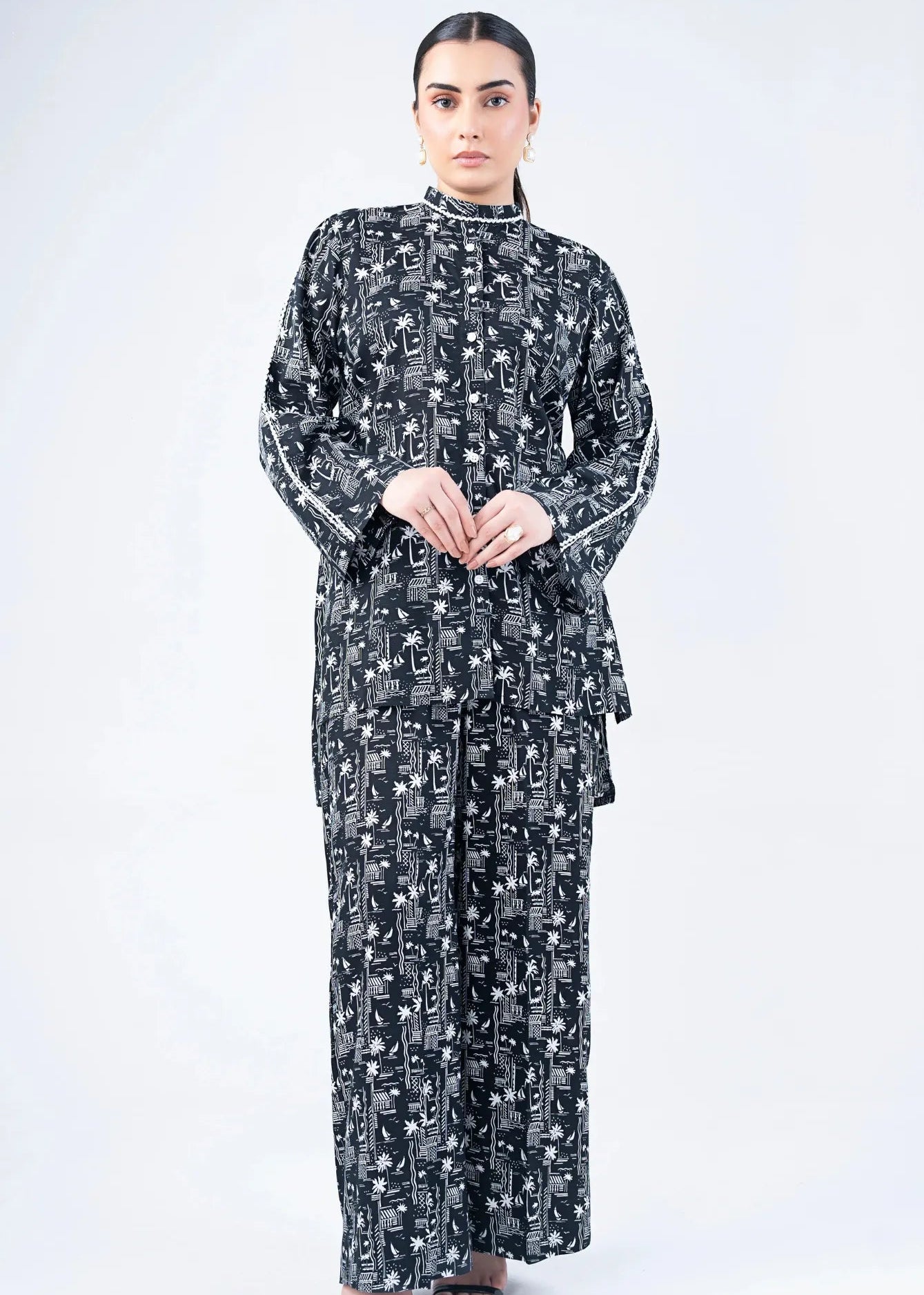 CO-ORD SET BLACK & WHITE - LDS-6664A