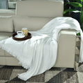 WHITE KNITTED THROW-25 - S-QS096
