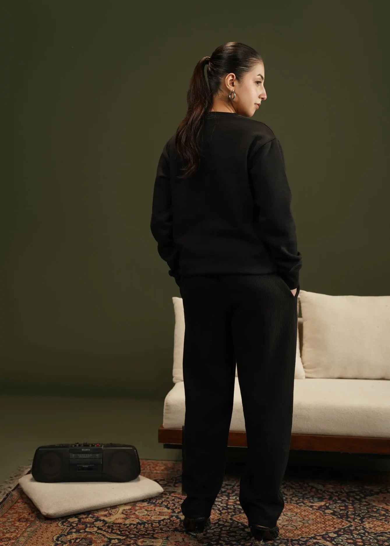 SWEAT SHIRT KNITTED BLACK - LDS-A1784