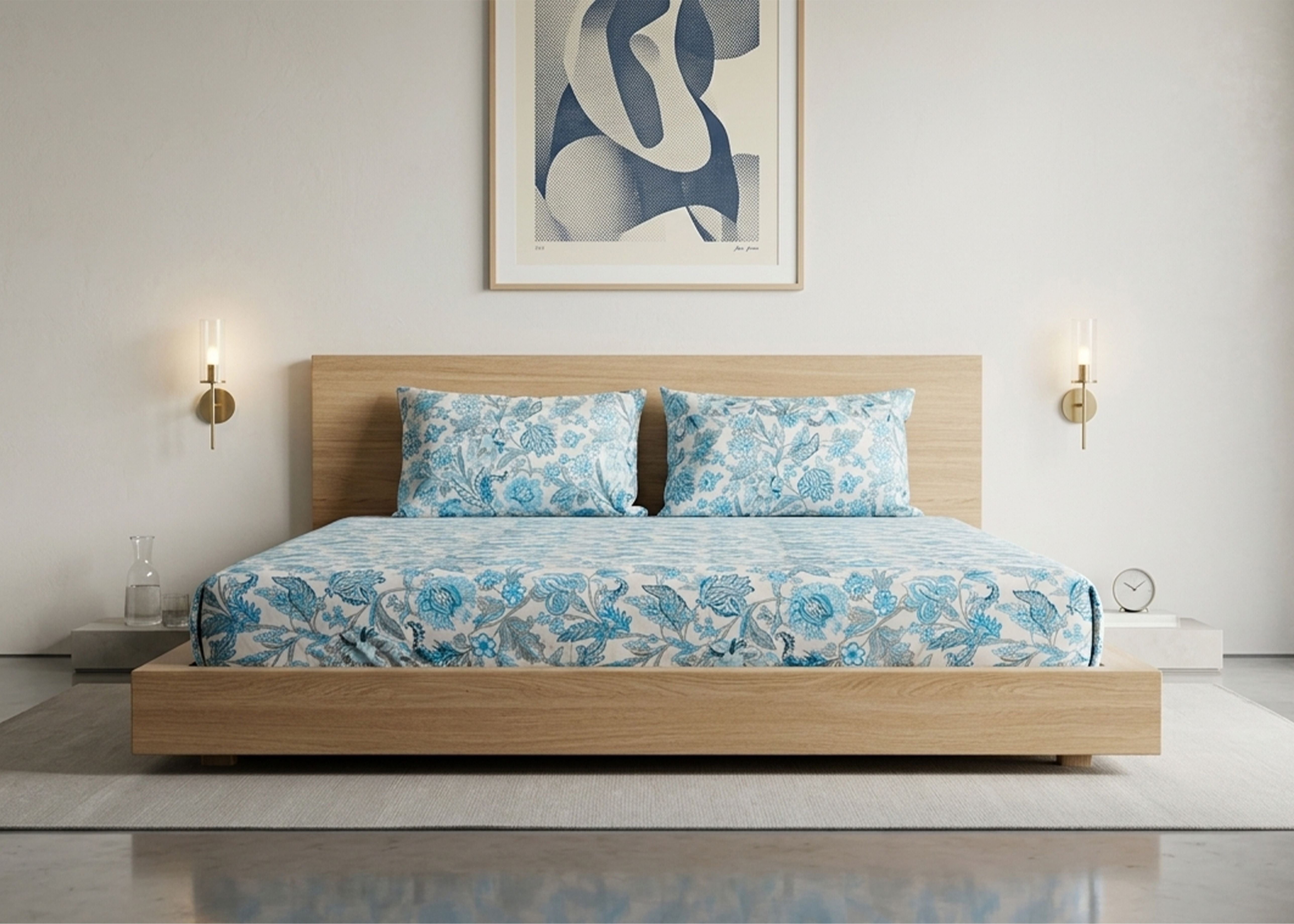 COTTON BED SHEET SET QUEEN D8