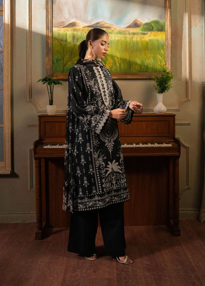 3 PIECE SUIT BLACK PRINTED - LDS-7149