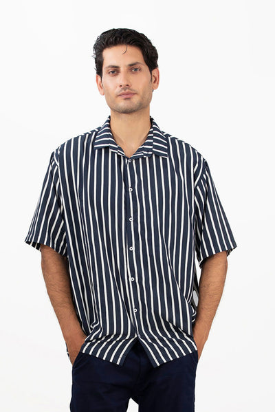 Picture of GTS-6435 SHIRT CASUAL H/SLV BLACK STRIPE - Chenone Official - Online Shopping
