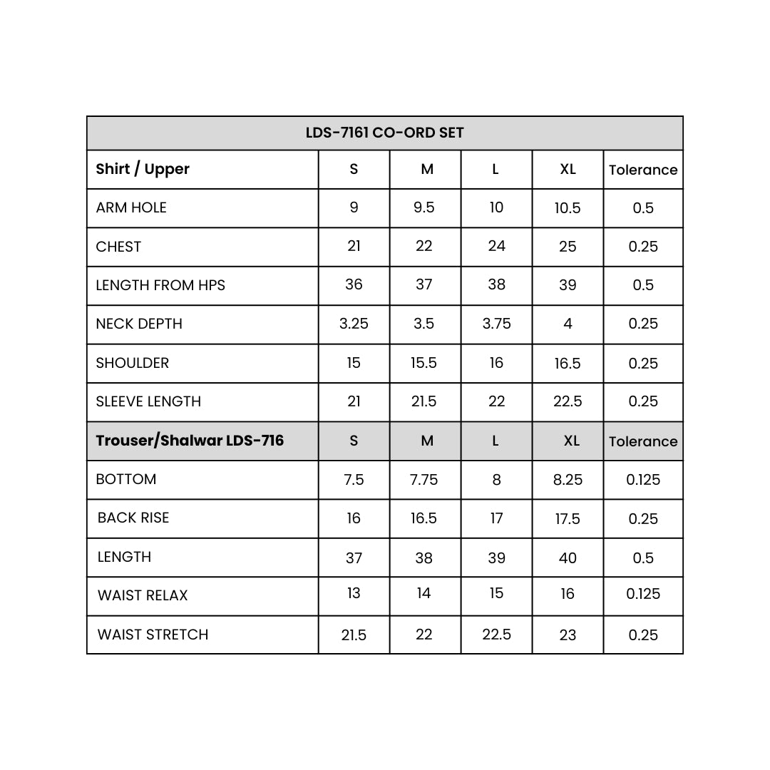 Men's  Shalwar Kameez Grey Size Chart