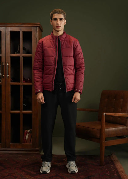 BUBBLE/QUILTED JACKET F/SLV BURGUNDY - GTS-6390