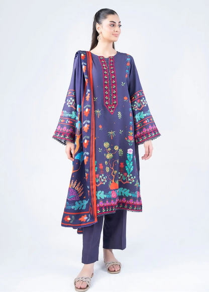 3 PCS SUIT PURPLE PRINTED - LDS-7111