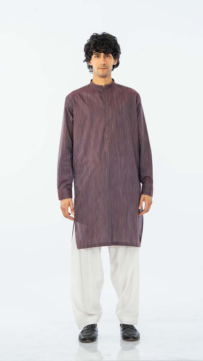 SINGLE KURTA COTTON YARD DYED BURGUNDY GTS-6552