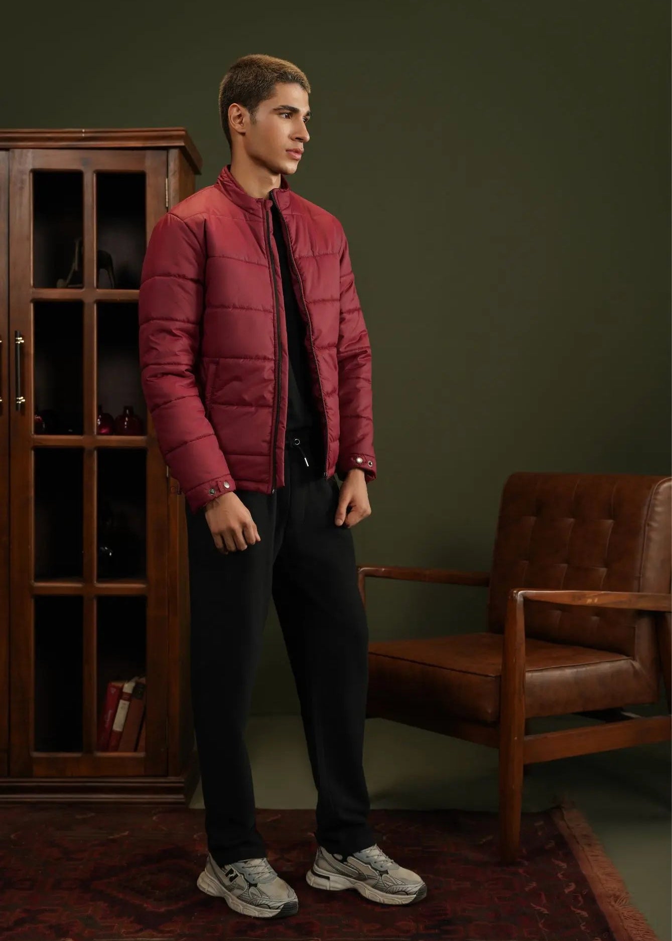 BUBBLE/QUILTED JACKET F/SLV BURGUNDY - GTS-6390
