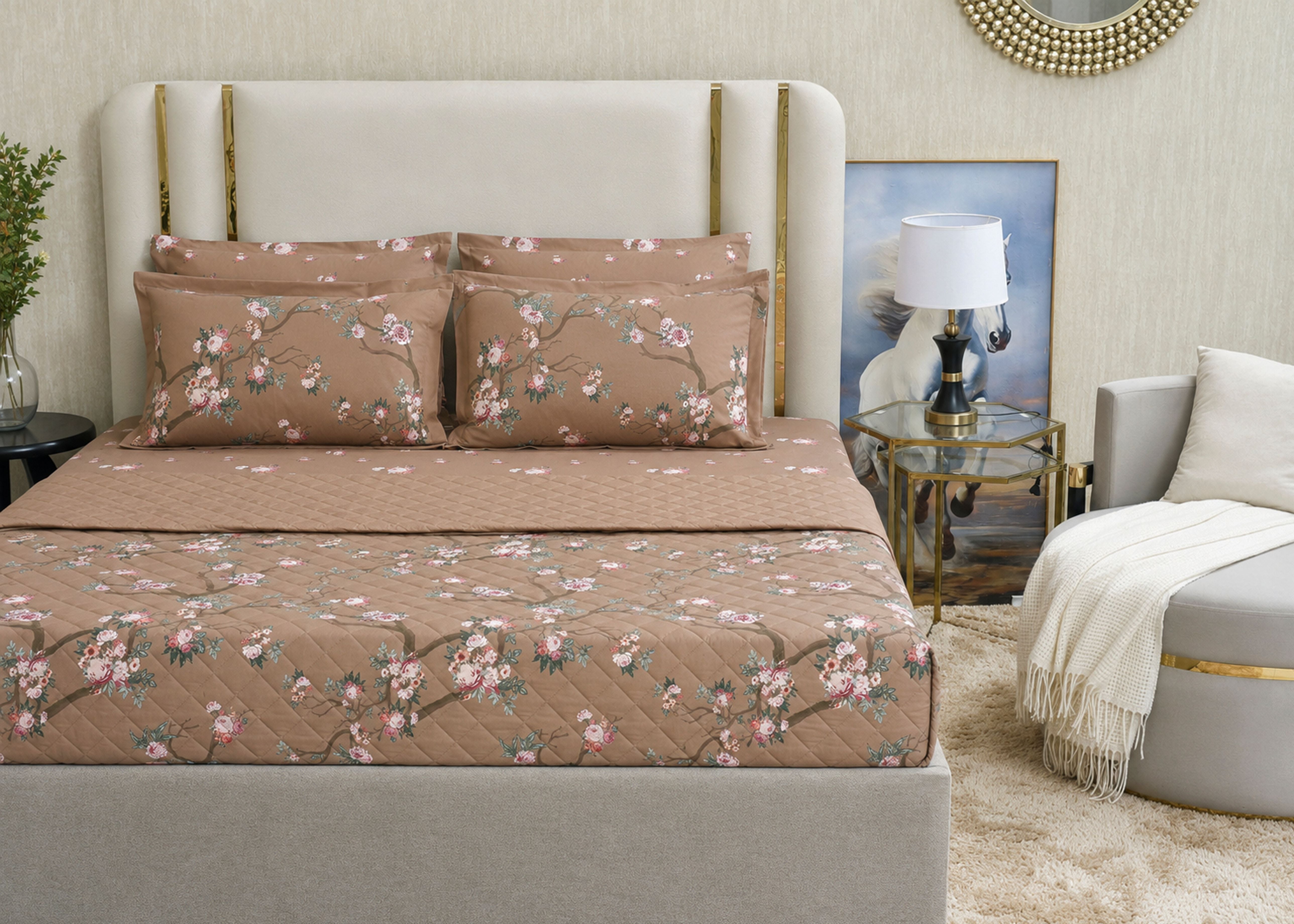 3 Pcs Bed Spread Set Coffee | ChenOne Home Textile