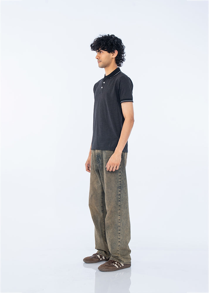 POLO SHIRT PIQUE JACQUARD NAVY - GTS-B4336