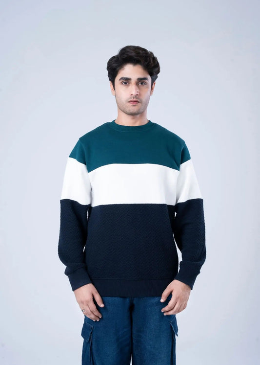 SWEAT SHIRT GREEN/NAVY/WHITE STRIPES - GTS-B4286