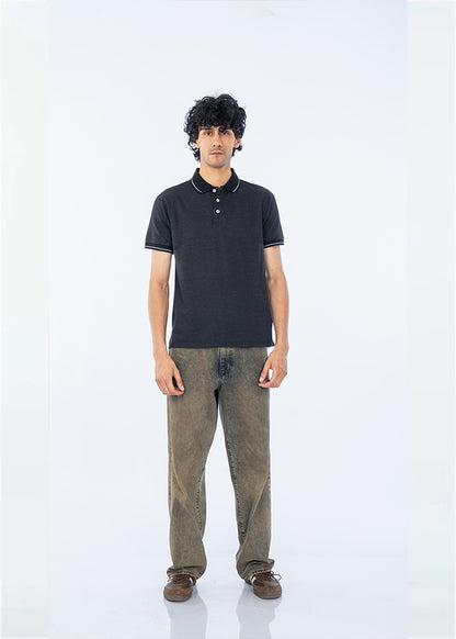 POLO SHIRT PIQUE JACQUARD NAVY - GTS-B4336