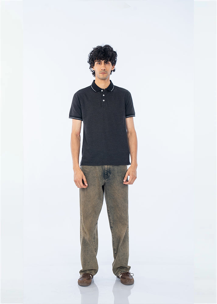 POLO SHIRT PIQUE JACQUARD NAVY - GTS-B4336