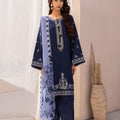 3 PIECE EMBROIDERED SUIT D/BLUE - LDS-6975