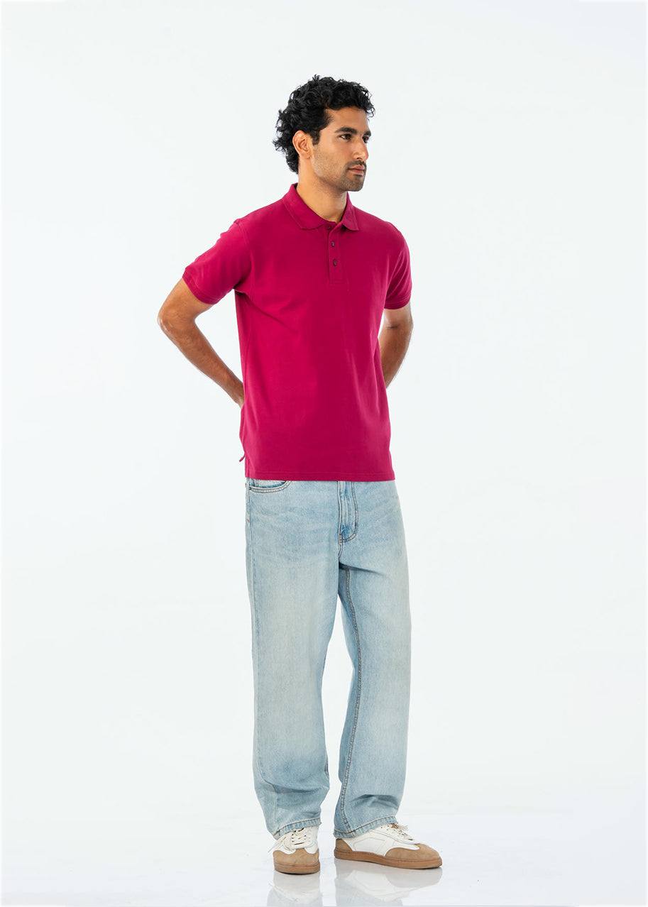 POLO SHIRT COTTON PIQUE MAGENTA - GTS-B4335