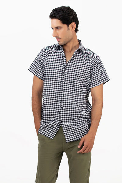 Picture of GTS-6438 CASUAL SHIRT BLACK & WHITE CHECK - Chenone Official - Online Shopping