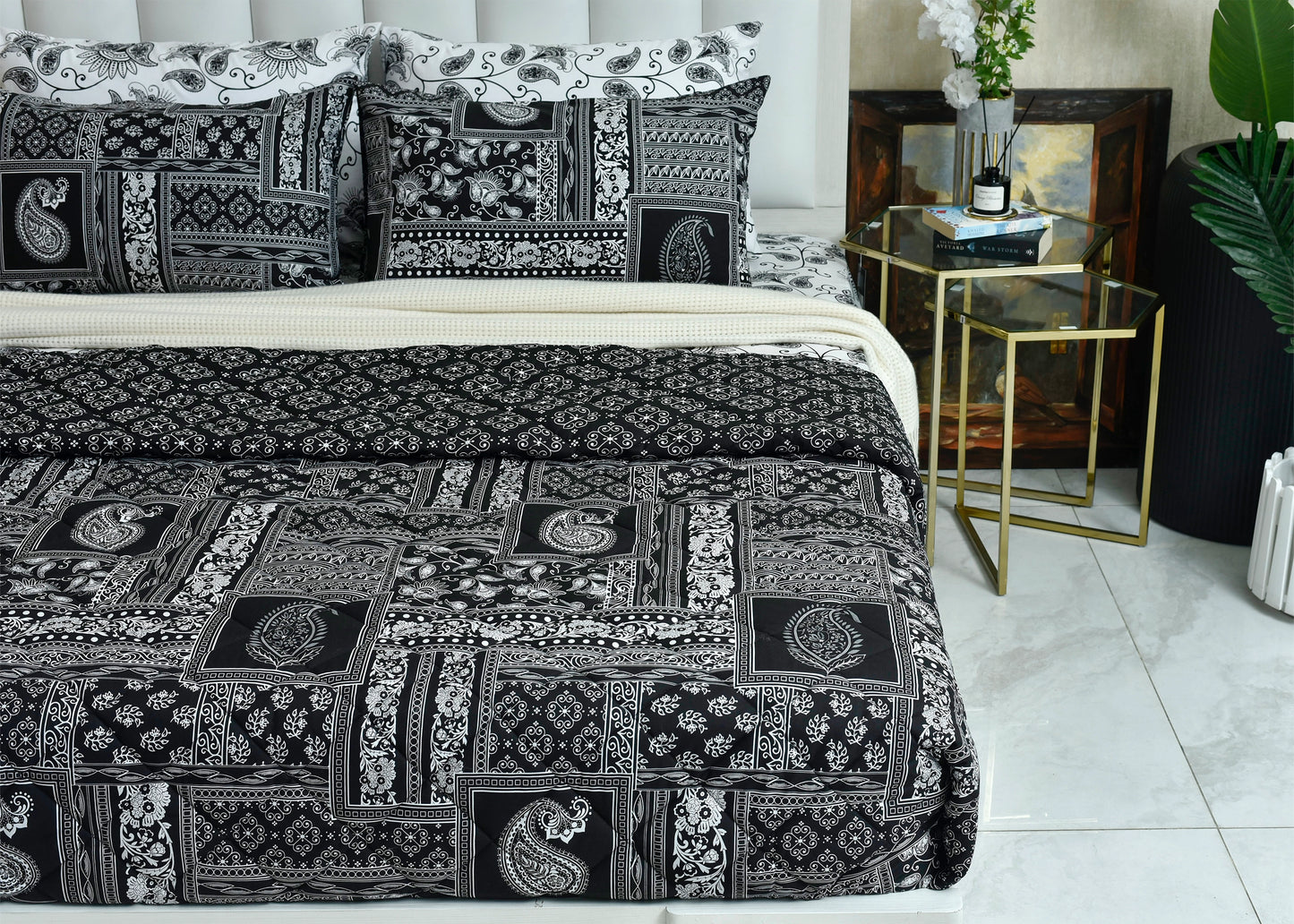 3 PCS BED SPREAD DOUBLE BLOCK PRINT-26-SL