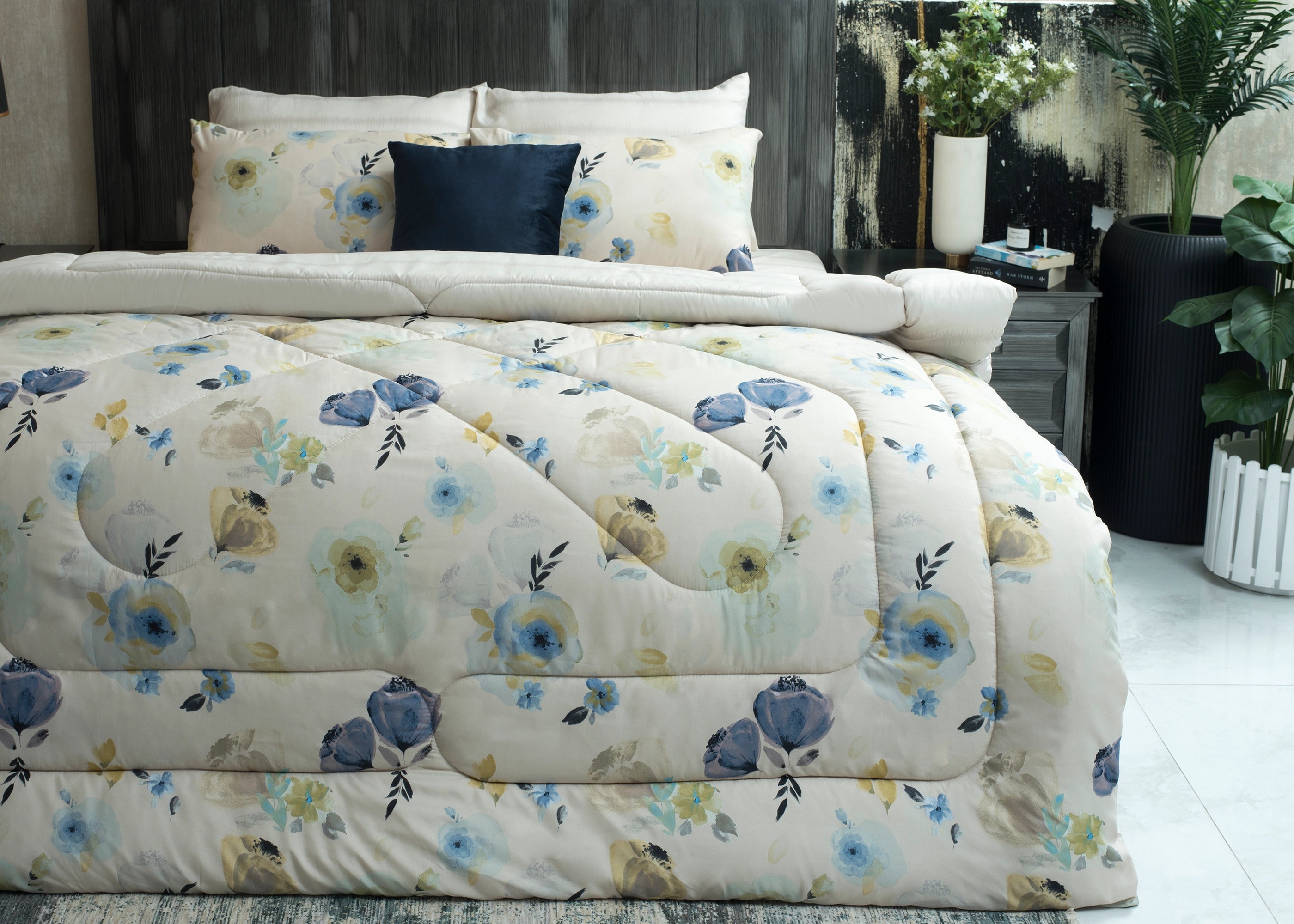 6 Pcs Comforter Set Blue Garden | ChenOne Home Textile