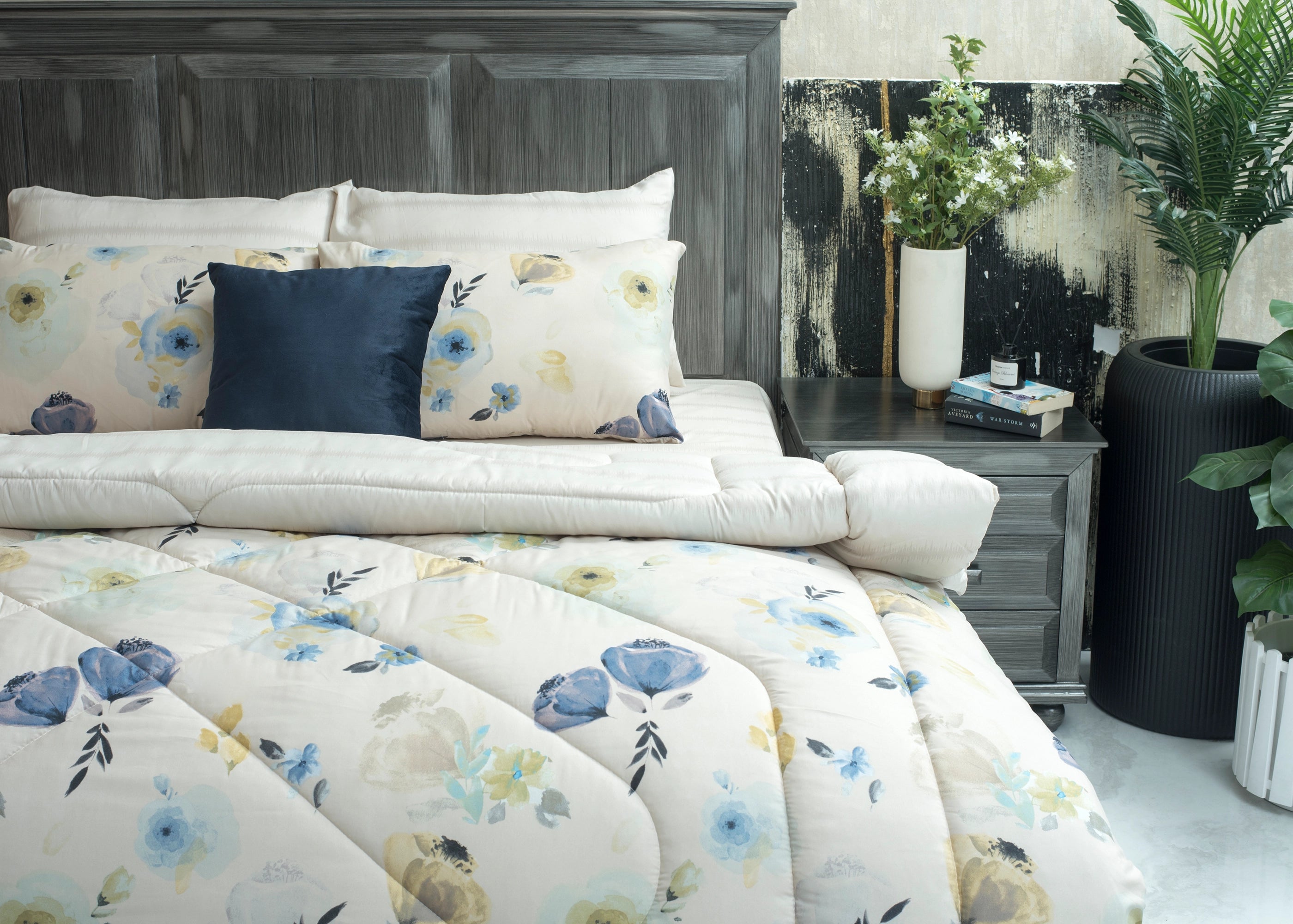 6 Pcs Comforter Set Blue Garden | ChenOne Home Textile