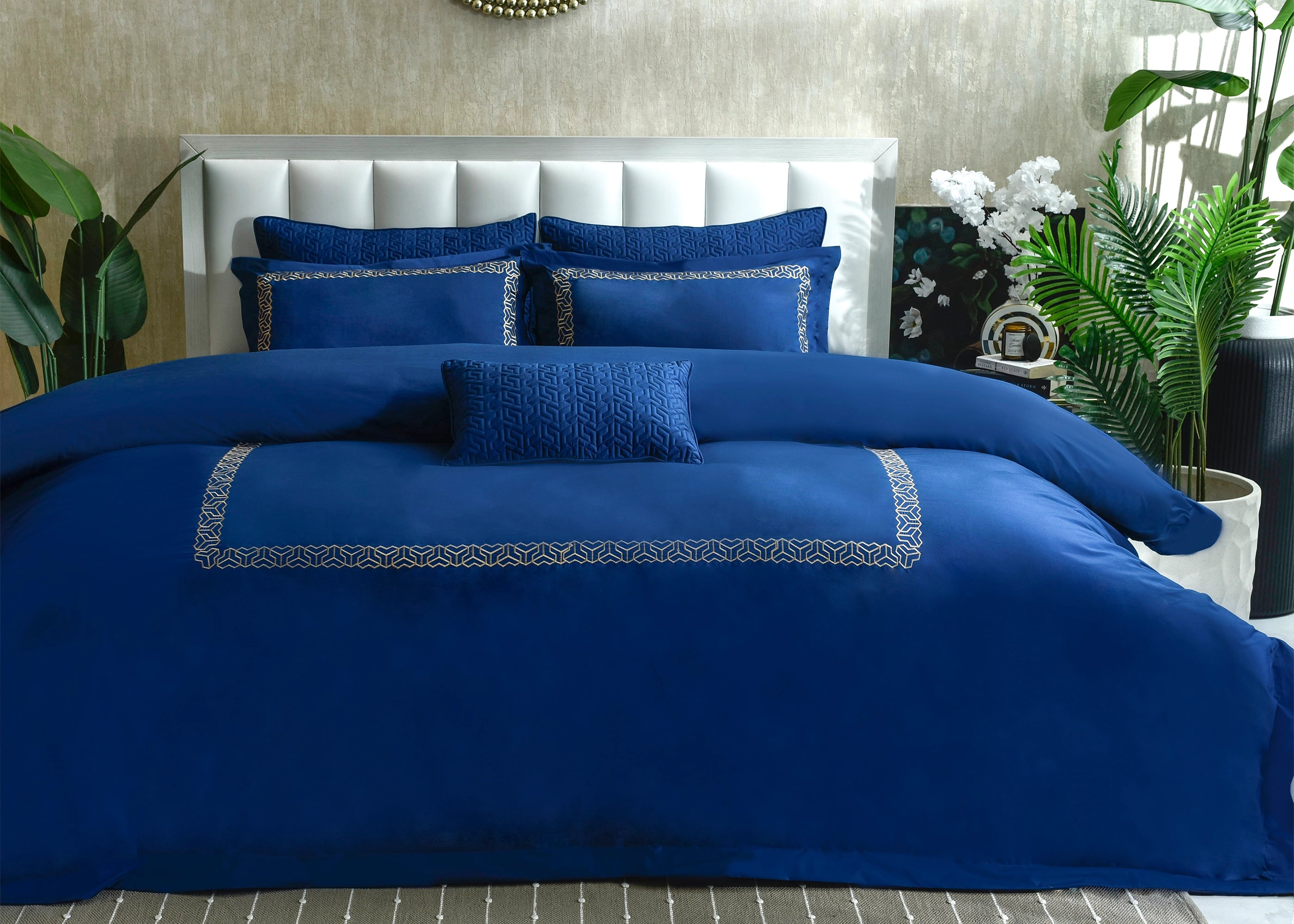 7 Pcs Duvet Cover Set Cobalt (WP-Sl) | ChenOne Home Textile