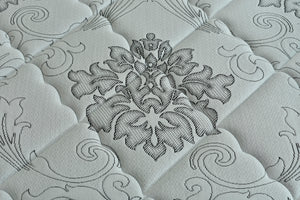 Eurotop spring mattress quilted cover with large floral medallion design